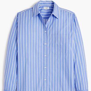 J. Crew Factory Striped Oversized Button-up Shirt in Blue White stripe, size L